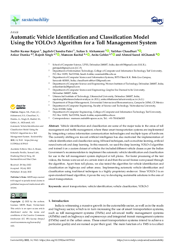 (PDF) Automatic Vehicle Identification and Classification Model Using ...