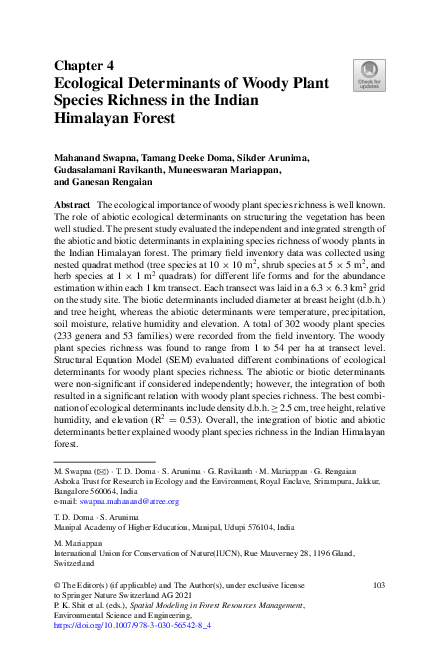 (PDF) Ecological Determinants of Woody Plant Species Richness in the ...