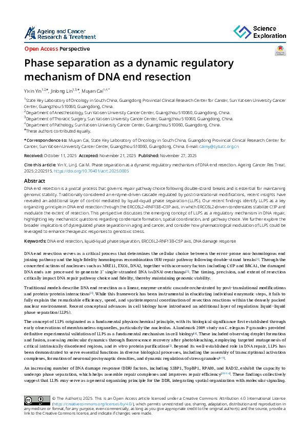 (PDF) Phase separation as a dynamic regulatory mechanism of DNA end ...