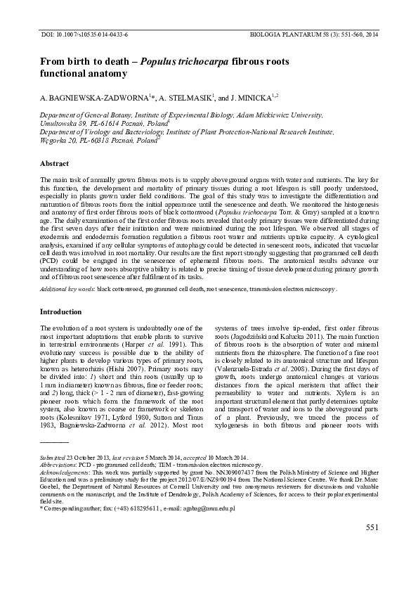 (PDF) From birth to death - Populus trichocarpa fibrous roots ...