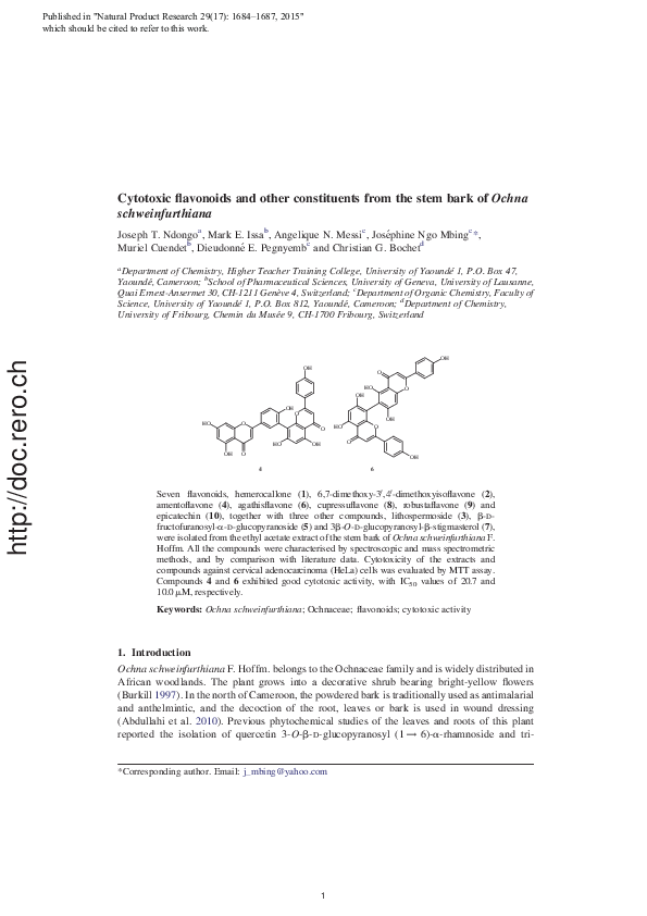(PDF) Cytotoxic flavonoids and other constituents from the stem bark of ...