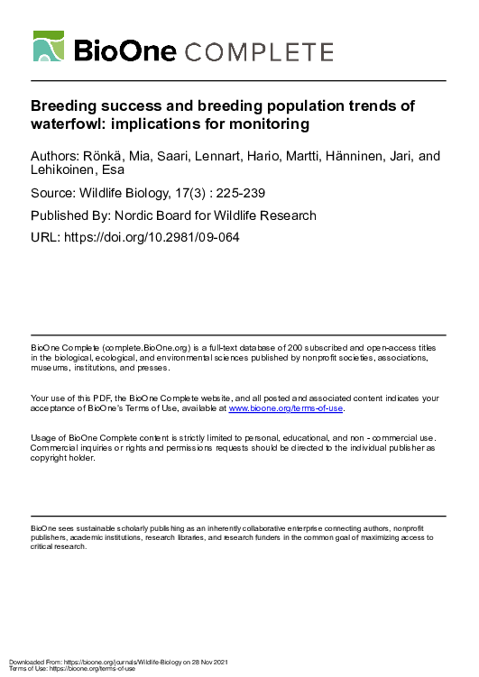 (PDF) Breeding success and breeding population trends of waterfowl ...