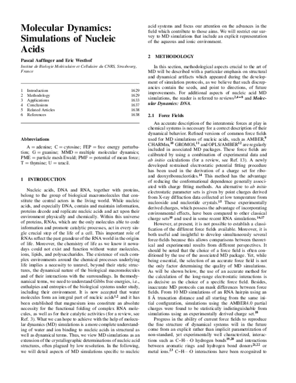 (PDF) Molecular Dynamics: Simulations of Nucleic Acids