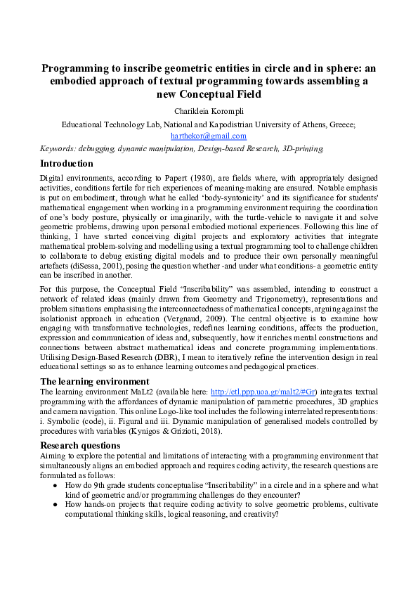 (PDF) Programming to inscribe geometric entities in circle and in ...