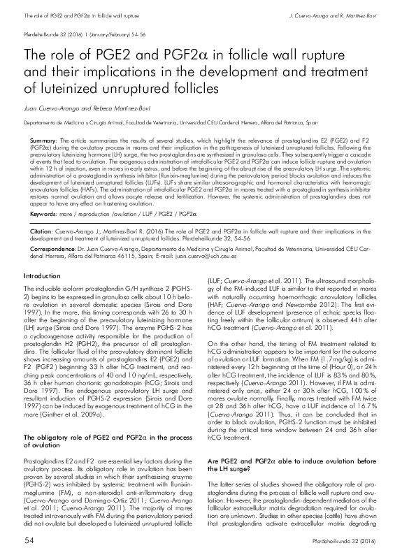 (PDF) The role of PGE2 and PGF2a in follicle wall rupture and their ...