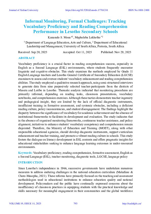 (PDF) Informal Monitoring, Formal Challenges: Tracking Vocabulary ...