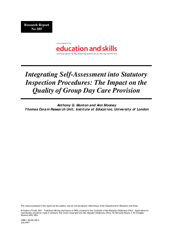 (PDF) Integrating self-assessment into statutory inspection procedures ...