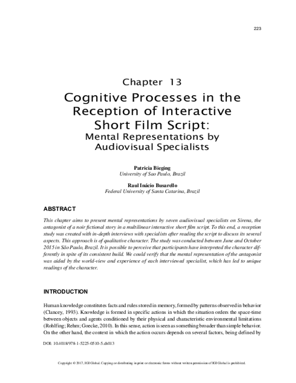 (PDF) Cognitive Processes in the Reception of Interactive Short Film Script