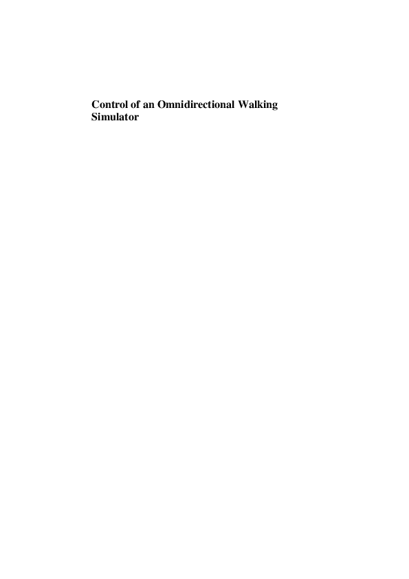 (PDF) Control of an Omnidirectional Walking Simulator