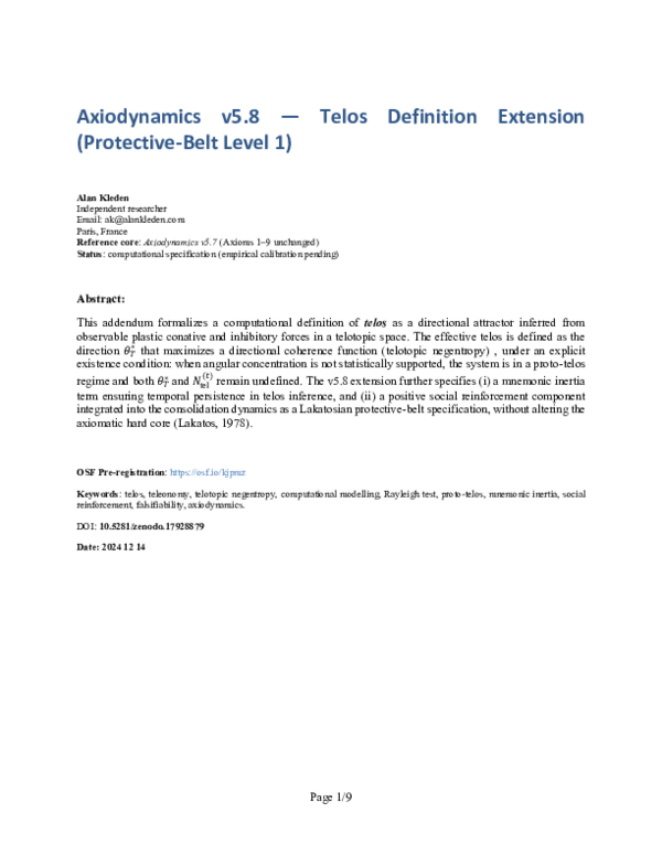 (PDF) Axiodynamics v5.8 -Telos Definition Extension (Protective-Belt ...