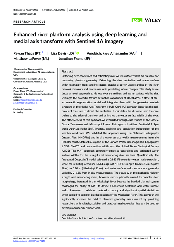 (PDF) Enhanced river planform analysis using deep learning and medial ...