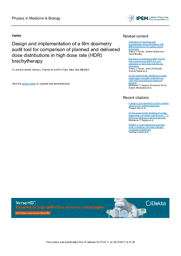 (PDF) Design and implementation of a film dosimetry audit tool for ...