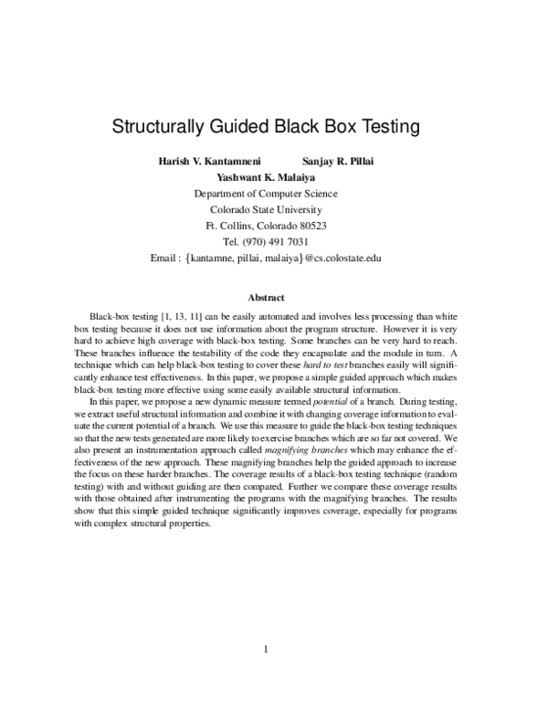 (PDF) Structurally guided black box testing