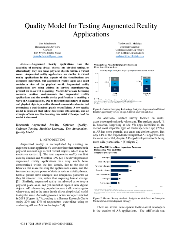 (PDF) Quality Model for Testing Augmented Reality Applications