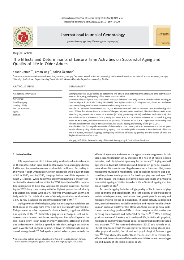 (PDF) The Effects and Determinants of Leisure Time Activities on ...