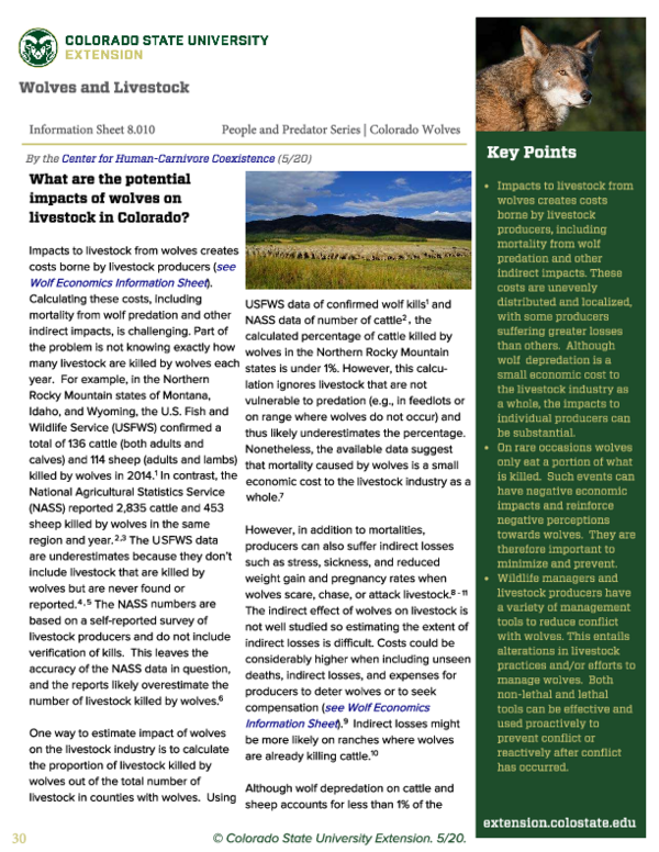 (PDF) Wolves and Livestock (Extension Info Sheet 8.010)