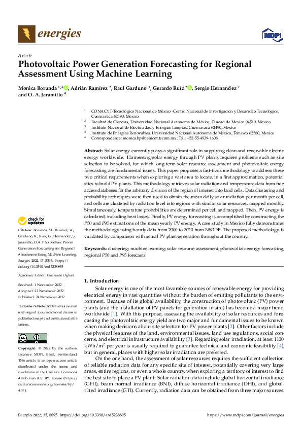 (PDF) Photovoltaic Power Generation Forecasting for Regional Assessment ...