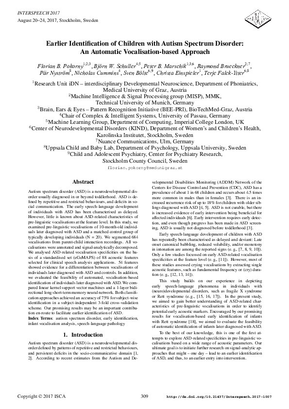 (PDF) Earlier Identification of Children with Autism Spectrum Disorder ...