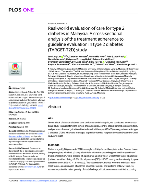 (PDF) Real-world evaluation of care for type 2 diabetes in Malaysia: A ...