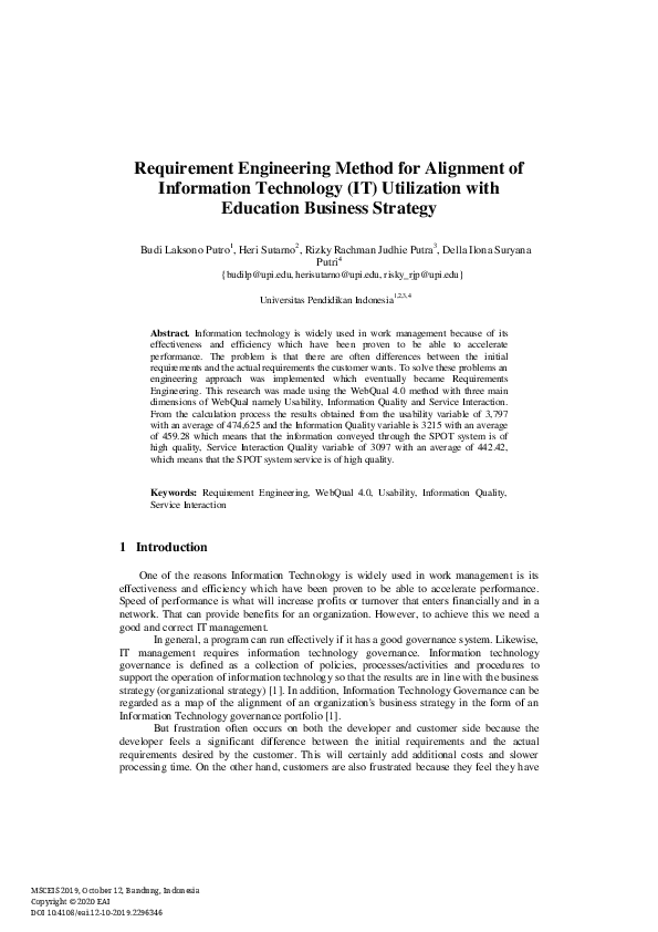 (PDF) Requirement Engineering Method for Alignment of Information ...