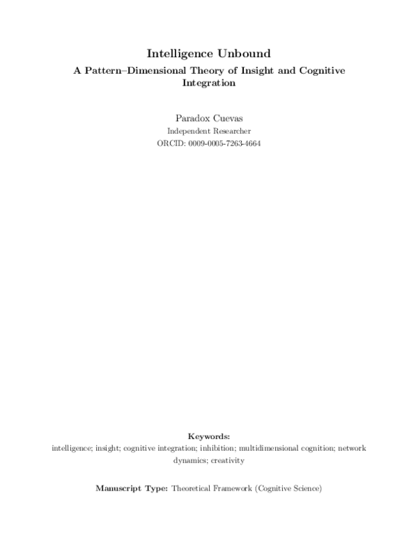 (PDF) A Pattern-Dimensional Theory of Insight and Cognitive Integration