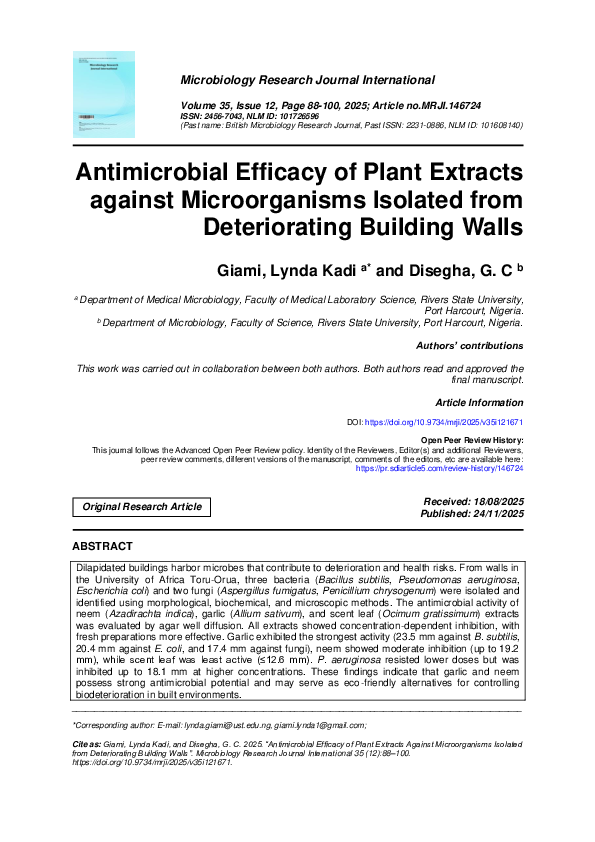 (PDF) Antimicrobial Efficacy of Plant Extracts against Microorganisms ...