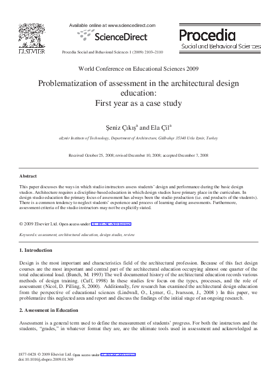 (PDF) Problematization of assessment in the architectural design ...