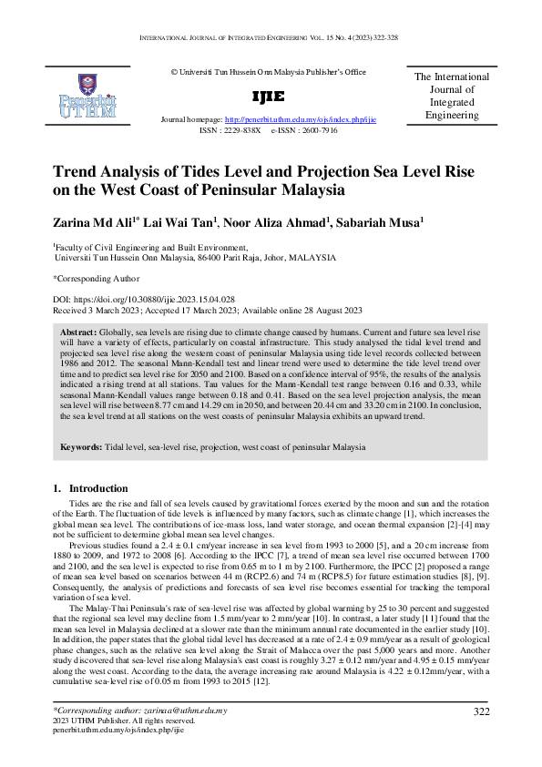 (PDF) Trend Analysis of Tides Level and Projection Sea Level Rise On ...