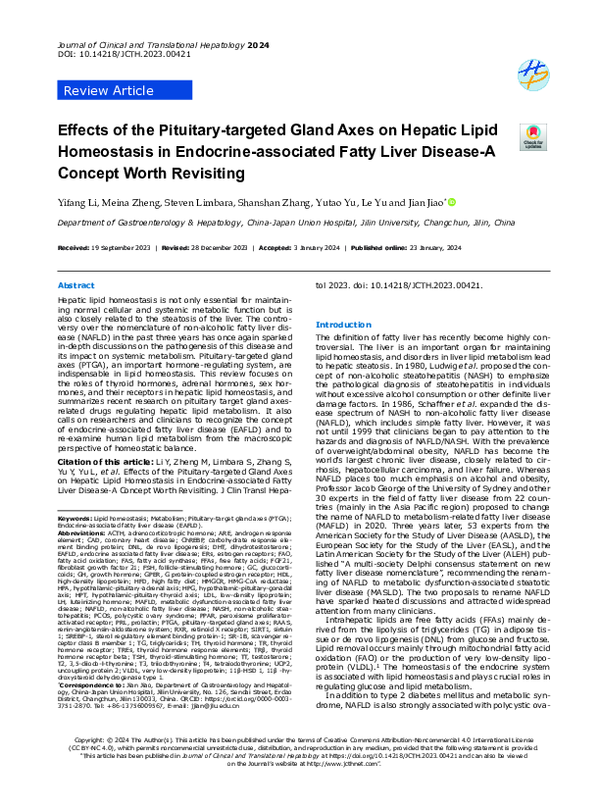 (PDF) Effects of the Pituitary-targeted Gland Axes on Hepatic Lipid ...