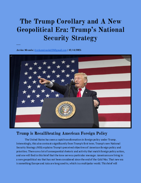 (PDF) The Trump Corollary and A New Geopolitical Era: Trump's National ...