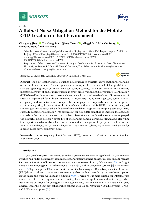 (PDF) A Robust Noise Mitigation Method for the Mobile RFID Location in ...