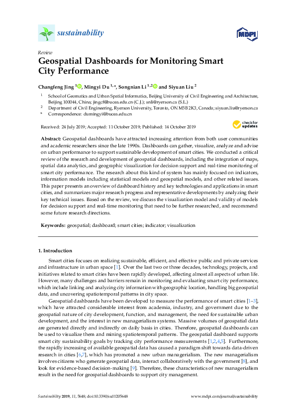 (PDF) Geospatial Dashboards for Monitoring Smart City Performance