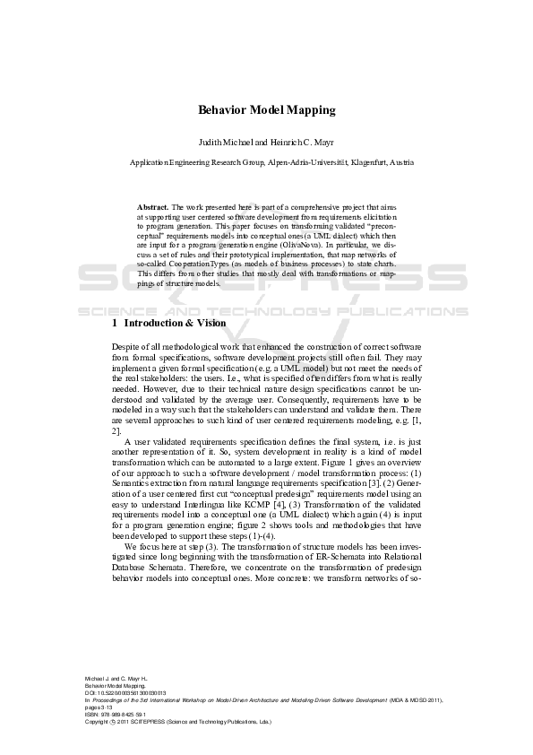 (PDF) Behavior Model Mapping