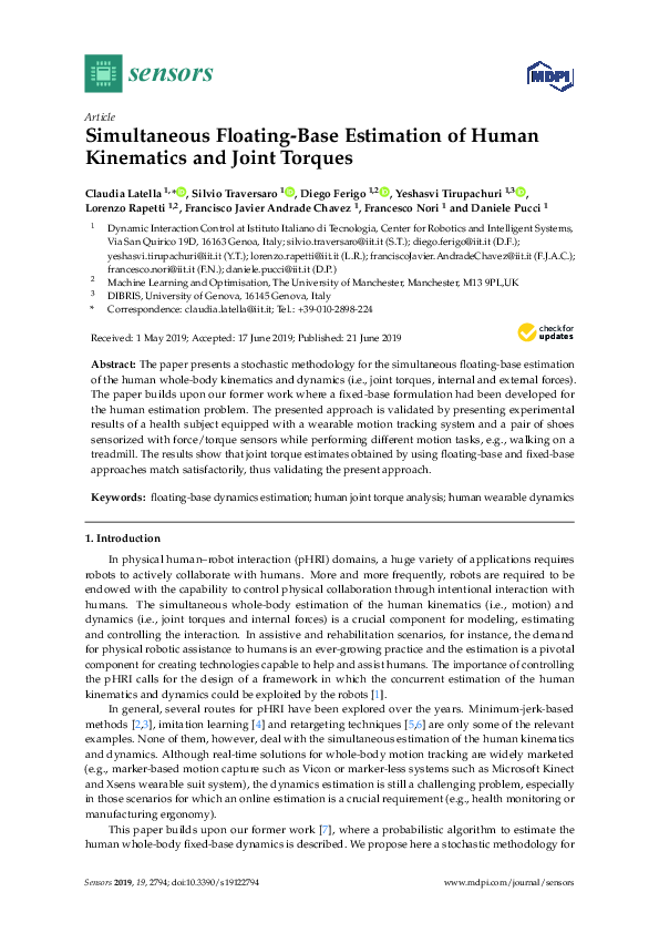 (PDF) Simultaneous Floating-Base Estimation of Human Kinematics and ...