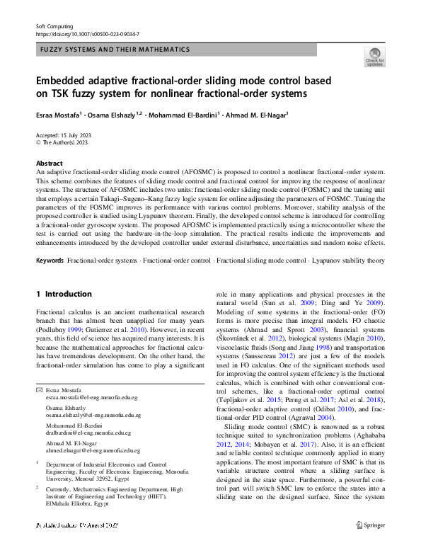 (PDF) Embedded adaptive fractional-order sliding mode control based on ...