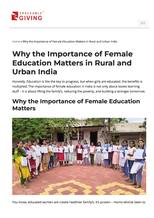(PDF) Why the Importance of Female Education Matters in Rural and Urban ...