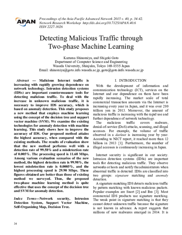 (PDF) Detecting Malicious Traffic through Two-phase Machine Learning