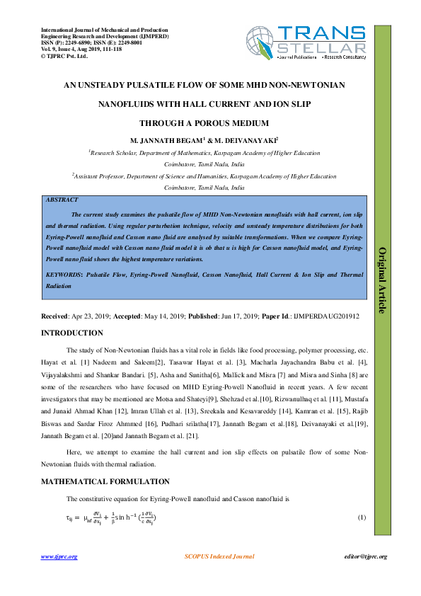 (PDF) An Unsteady Pulsatile Flow of Some MHD Non-Newtonian Nanofluids ...
