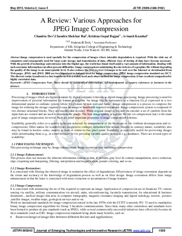 (PDF) JPEG image compression