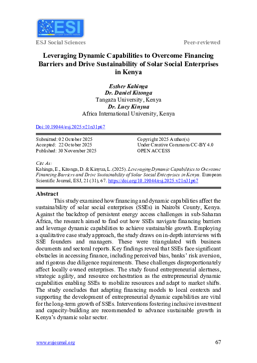 (PDF) Leveraging Dynamic Capabilities to Overcome Financing Barriers ...