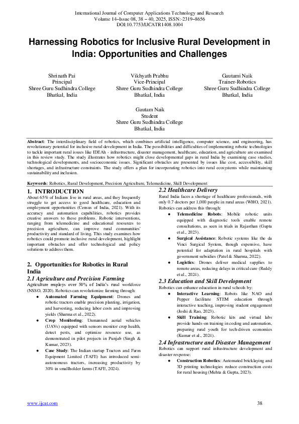 (PDF) Harnessing Robotics for Inclusive Rural Development in India ...