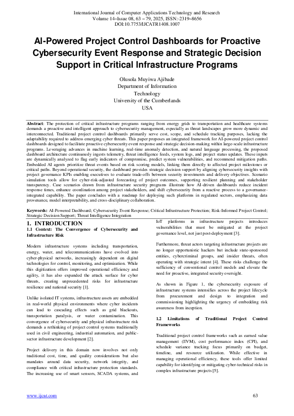 (PDF) AI-Powered Project Control Dashboards for Proactive Cybersecurity ...
