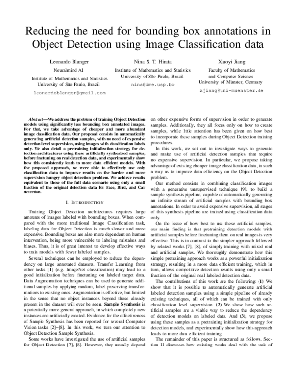 (PDF) Reducing the need for bounding box annotations in Object ...