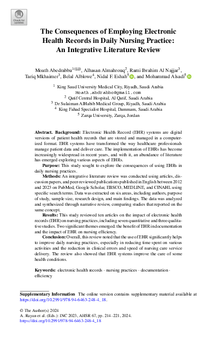 (PDF) The Consequences of Employing Electronic Health Records in Daily ...
