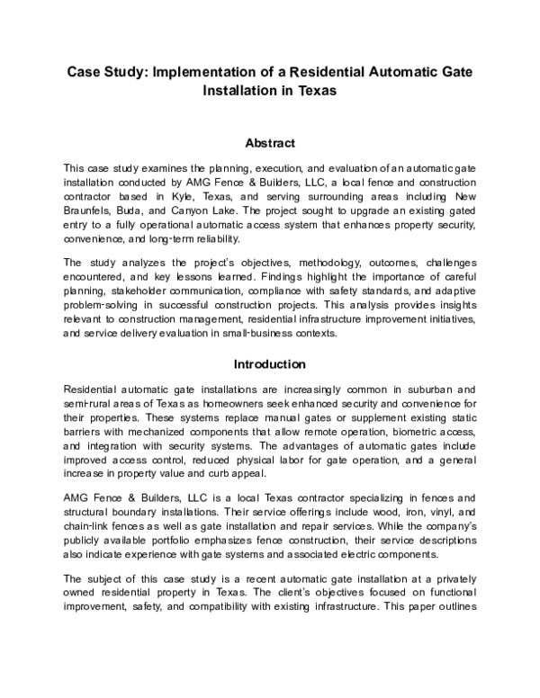 (PDF) Case Study: Implementation of a Residential Automatic Gate ...