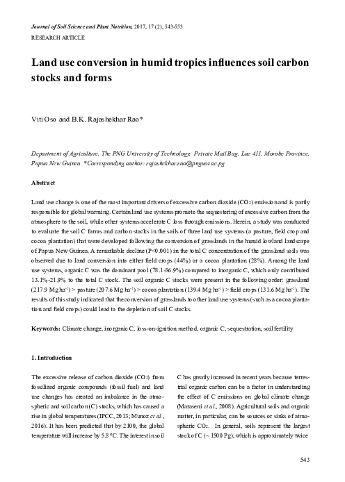 (PDF) Land use conversion in humid tropics influences soil carbon ...