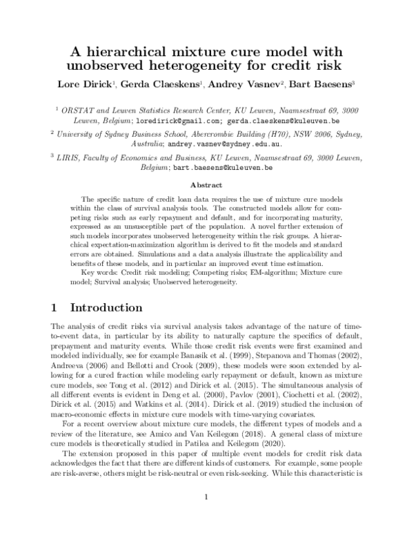 (PDF) A hierarchical mixture cure model with unobserved heterogeneity ...