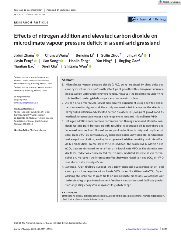 (PDF) Effects of nitrogen addition and elevated carbon dioxide on ...