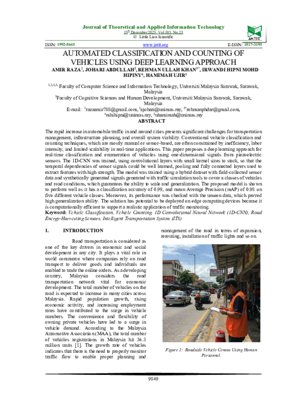 (PDF) AUTOMATED CLASSIFICATION AND COUNTING OF VEHICLES USING DEEP ...