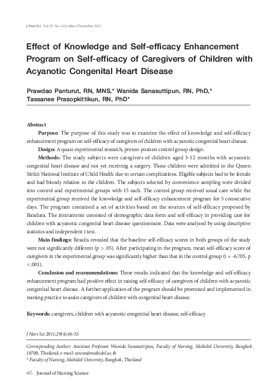 (PDF) Effect of Knowledge and Self-efficacy Enhancement Program on Self ...